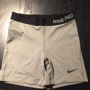 Nike Pro Grey & Black Mid Length Dri-Fit Fitness Shorts